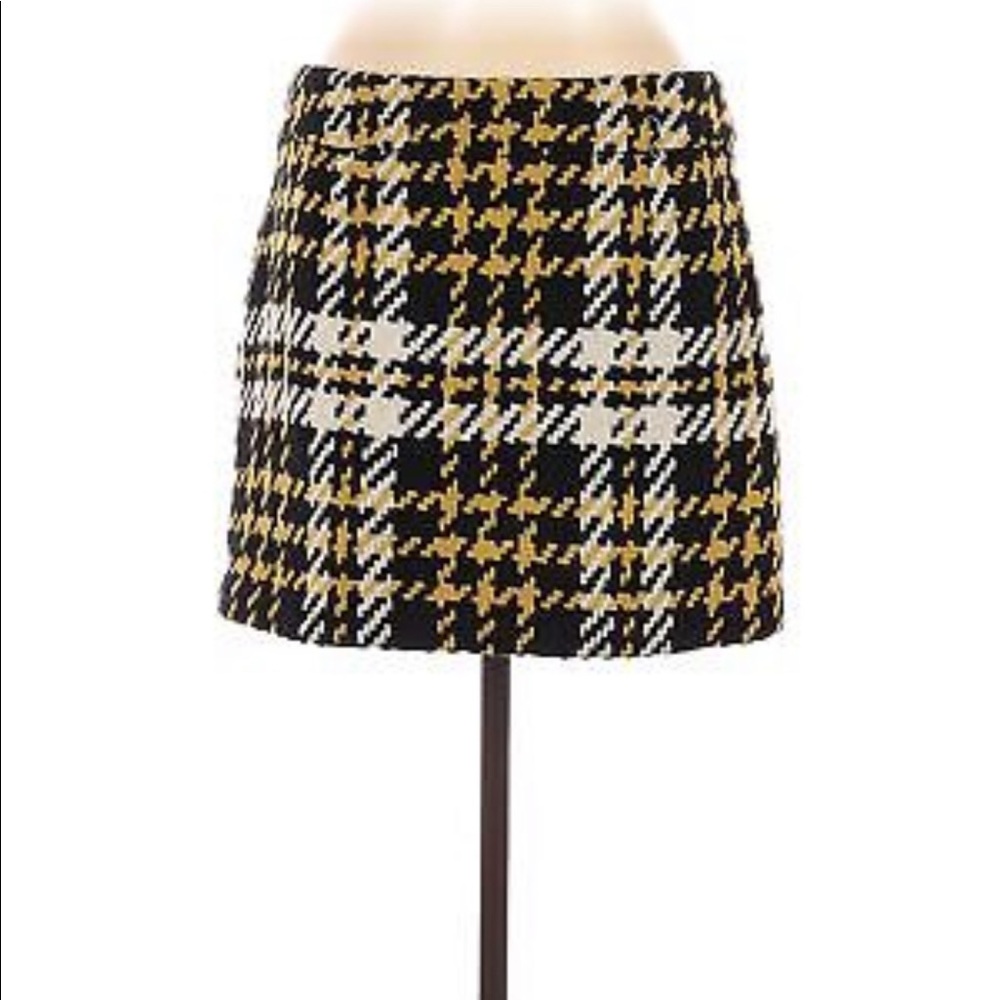 J. Crew size 12 wool pencil skirt, yellow black trendy boho fashion skirt womens